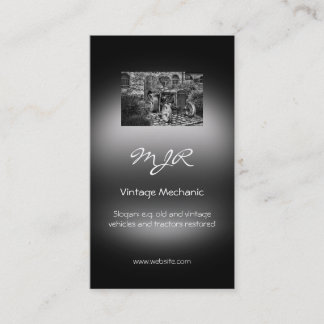 Monogram, Vintage Vehicle Mechanic, metallic-look Business Card