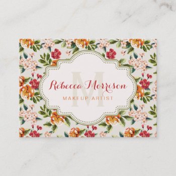 Monogram Vintage Victorian Watercolor Floral Business Card by ZeraDesign at Zazzle