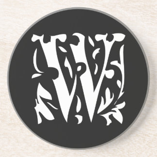 Monogram Vintage W Wedding Anniversary Coasters