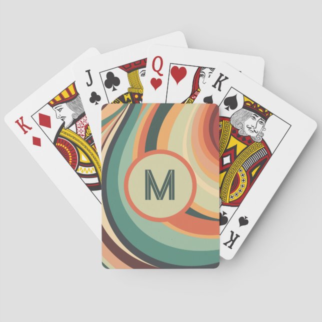 Monogram Vintage Wave Stripe Poker Cards (Back)
