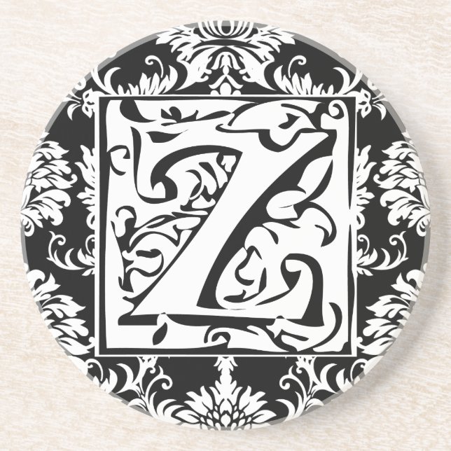 Monogram Vintage Z  Wedding Anniversary Coasters (Front)
