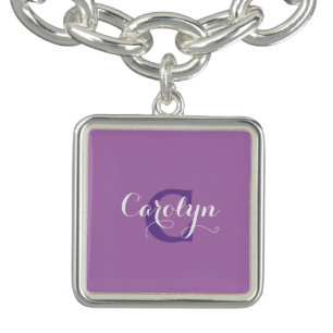 Monogram violet and Purple bracelet charm