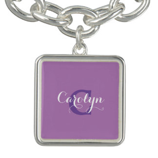 Monogram violet and Purple bracelet charm