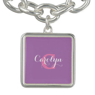Monogram violet bracelet charm