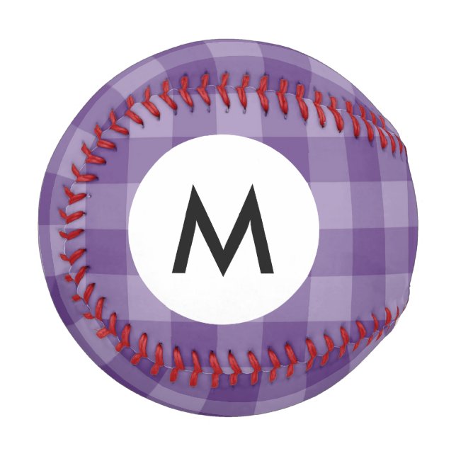 Monogram Violet checkered background Baseball (Front Left)