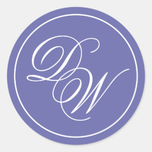 Monogram Violet Purple 2 Initials Calligraphy Classic Round Sticker