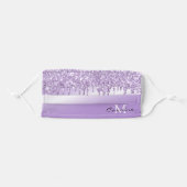 Monogram Violet Purple Dripping Glitter Metallic Adult Cloth Face Mask (Front, Folded)