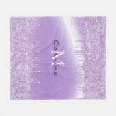 Monogram Violet Purple Dripping Glitter Metallic Fleece Blanket (Front (Horizontal))