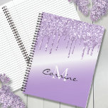 Monogram Violet Purple Dripping Glitter Metallic Notebook at Zazzle