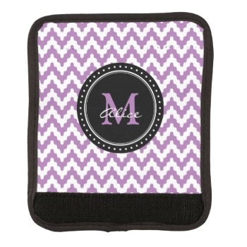 Monogram | Violet White Soft Chevron Pattern Luggage Handle Wrap by BestPatterns4u at Zazzle