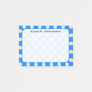 Monogram Volleyball Balls on Azure Blue Post-it Notes