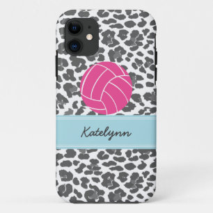 Monogram Volleyball Gray Leopard Print Phone Case