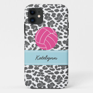 Monogram Volleyball Gray Leopard Print Phone Case