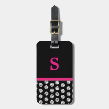 Monogram Volleyball Luggage Tag by stripedhope at Zazzle