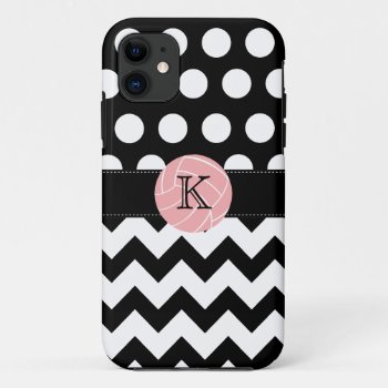 Monogram Volleyball Polka Dot Zigzag Iphone 5 Case by stripedhope at Zazzle