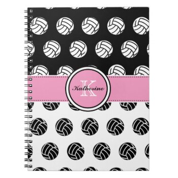 Monogram Volleyball Spiral Notebook by stripedhope at Zazzle