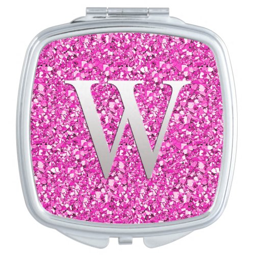 Monogram W druzy crystal _ fuchsia pink Mirror For Makeup
