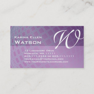 Monogram W Elegant International Globe Business Card