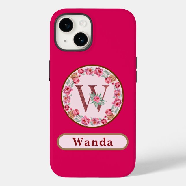 Monogram W Floral Customized Case-Mate iPhone Case (Back)
