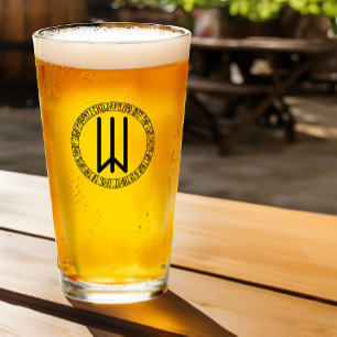 Monogram W -Fun Norse Viking Rune Style Pint Glass