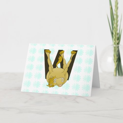 Monogram W Funny Pony Personalized Note Card