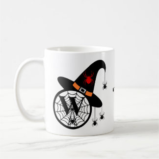 Monogram W Halloween Witch Spiders Your Name Coffee Mug