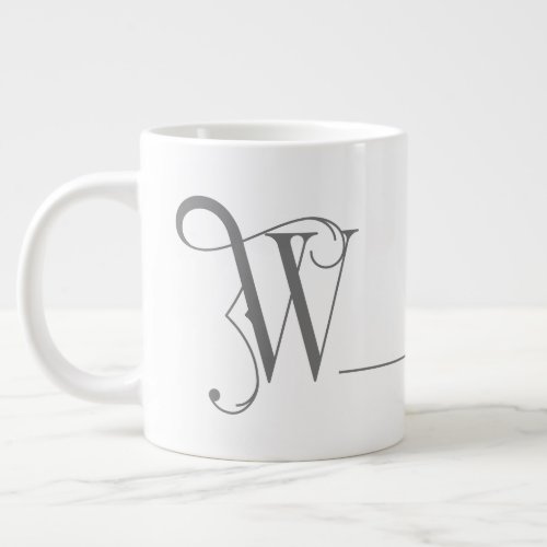 Monogram W in Beautiful Scroll Typography Giant Coffee Mug