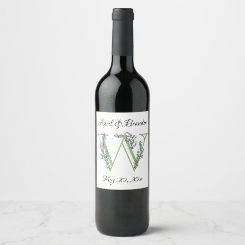 Monogram W Lavender Eucalyptus  Wine Label