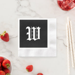 Monogram W, old English font, Napkins
