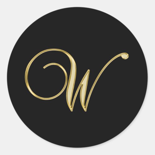 Monogram W ornate gold Classic Round Sticker