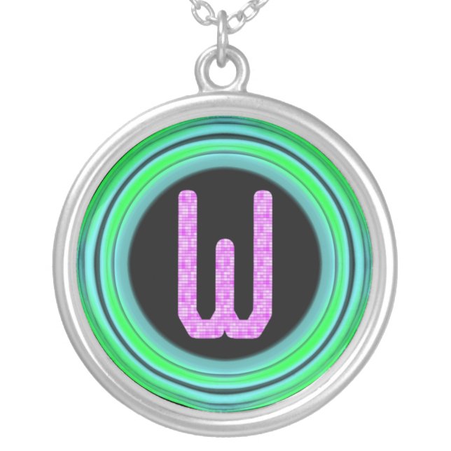 Monogram "W" Silver Plated Necklace (Front)