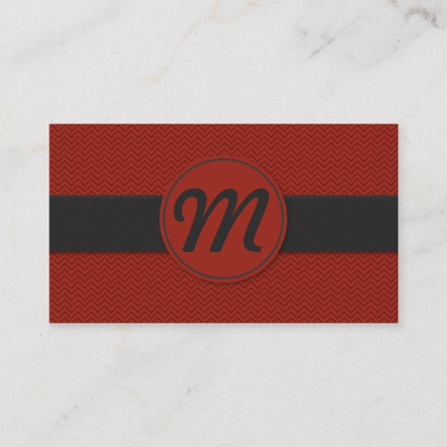 Monogram w/ Texture (Red) Business Card (Front)