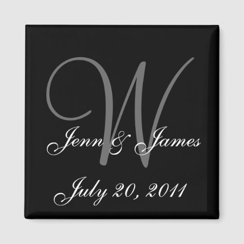 Monogram W Wedding Bride Groom Date Magnet