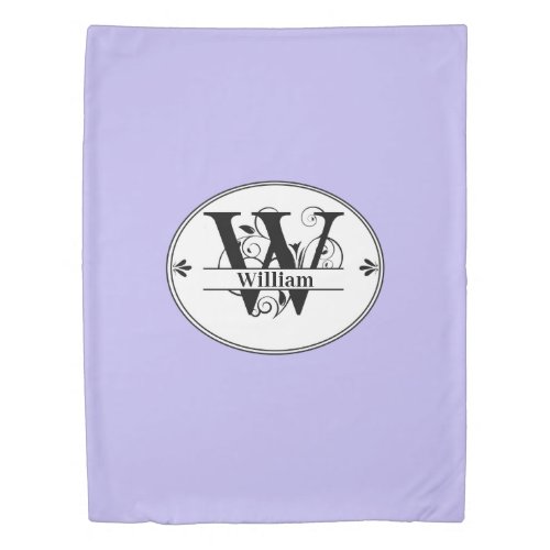 Monogram W with name and color choice Duvet Cover