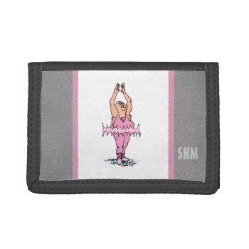 Monogram Wallet With Funny Pink Tutu Cartoon by BastardCard at Zazzle