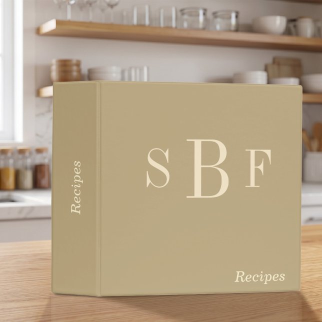 Monogram Warm Beige Recipe Boho Neutral Kitchen 3 Ring Binder (Monogram Warm Beige Recipe Boho Neutral Kitchen 3 Ring Binder)