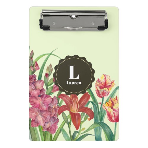 Monogram Warm Color Floral Spring Blooms Mini Clipboard