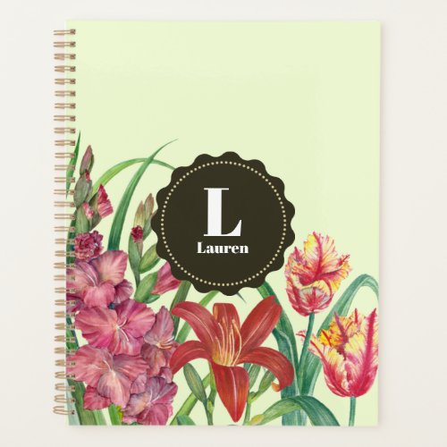 Monogram Warm Color Floral Spring Blooms Planner