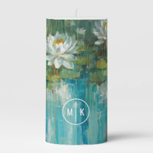 Monogram Water Lily Pond Pillar Candle