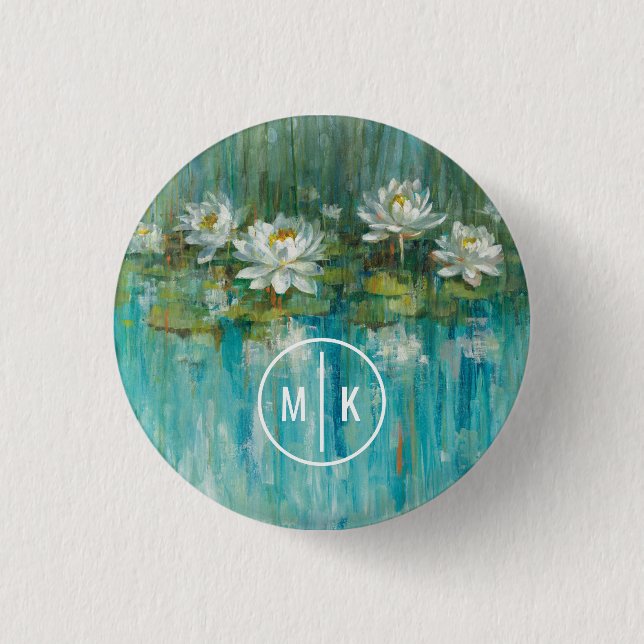 Monogram | Water Lily Pond Pinback Button (Front)