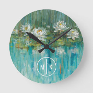 Monogram Water Lily Pond Round Clock