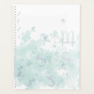 Monogram Watercolor Blue 2025 Floral Planner