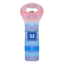 Monogram Watercolor Blue Pink Ombre Gradation