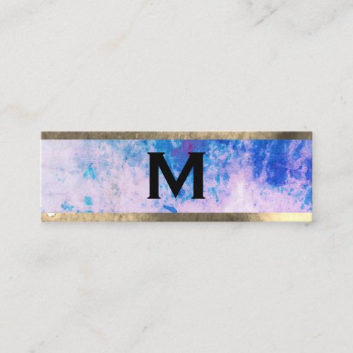 Monogram Watercolor Blue Purple with Trim Mini Business Card