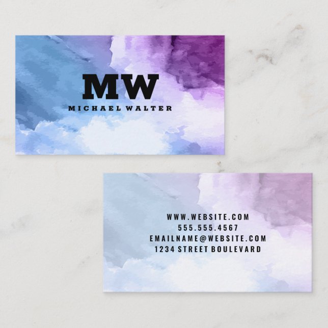 Monogram | Watercolor Business Card (Front/Back)