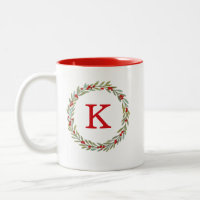 Monogram Watercolor Christmas Wreath
