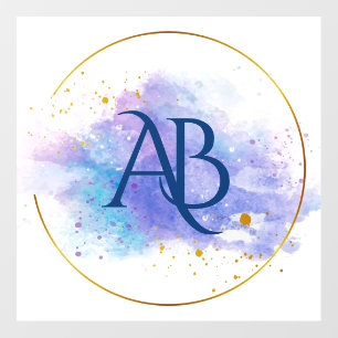 Monogram watercolor circle  floor decals