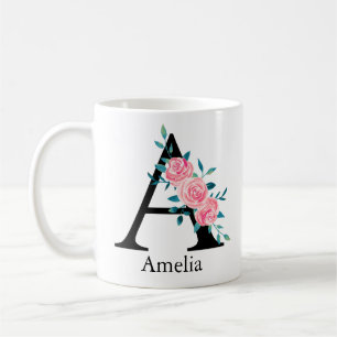 Monogram Watercolor Custom Single Letter A Coffee  Mug