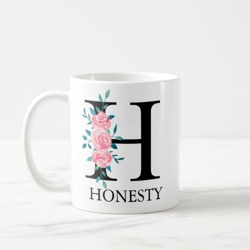 Monogram Watercolor Custom Single Letter  Coffee H Coffee Mug