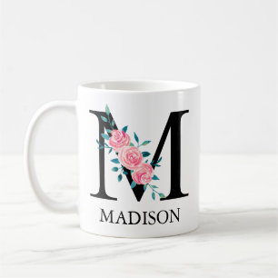 Monogram Watercolor Custom Single Letter M Coffee Mug